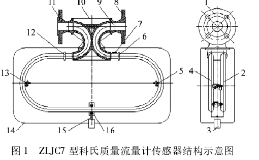 圖 1 ZLJC7 型科氏質量流量計傳感器結構示意圖